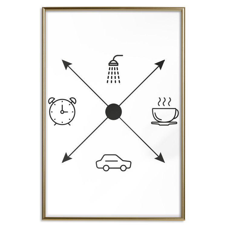 Poster Daily Schedule - black and white composition with a coffee cup and car 114633 additionalImage 16
