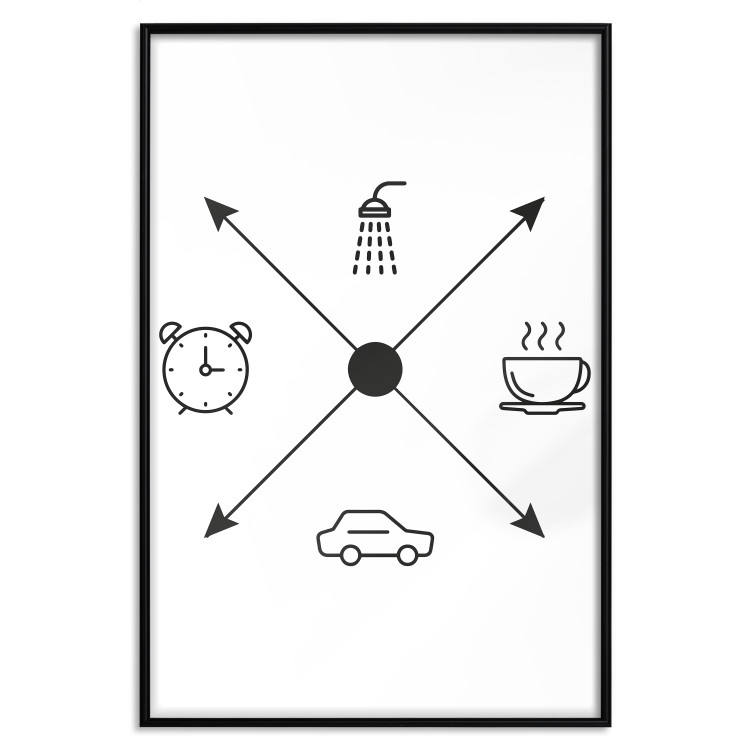 Poster Daily Schedule - black and white composition with a coffee cup and car 114633 additionalImage 18