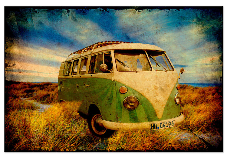 Canvas Art Print Summer Adventure (1-part) - Retro Style Car Against Sky 116433