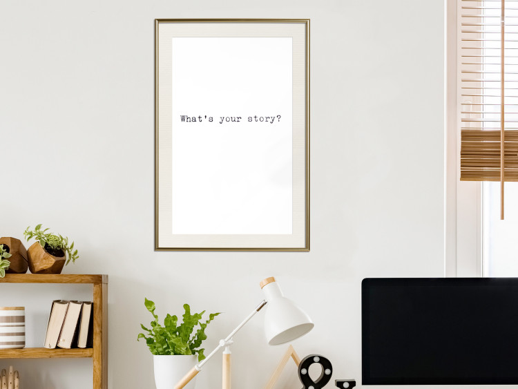 Wall Poster What's your story? - black and white minimalist composition with text 117033 additionalImage 21