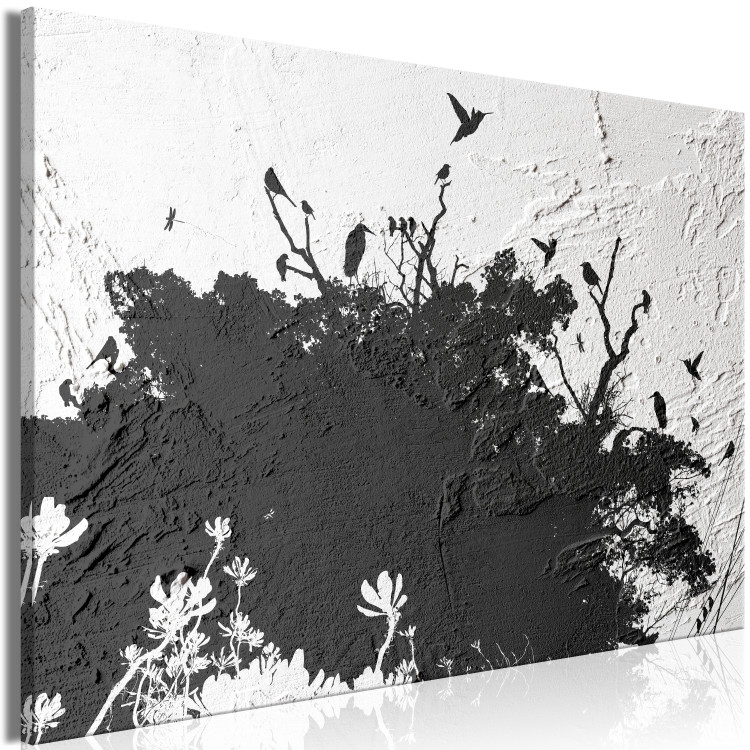 Canvas Bird Sanctuary (1-part) - Tree Shadow on Black and White Texture 117233 additionalImage 2