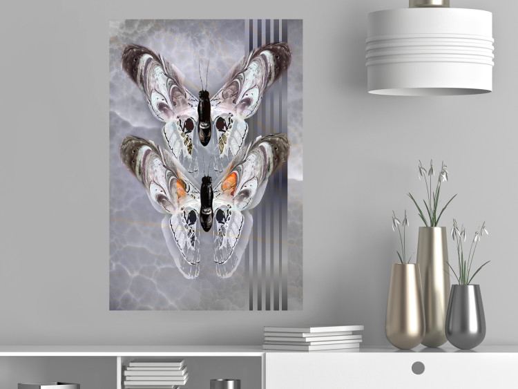 Poster Pair of Butterflies - modern composition with insects on a non-uniform background 118333 additionalImage 17