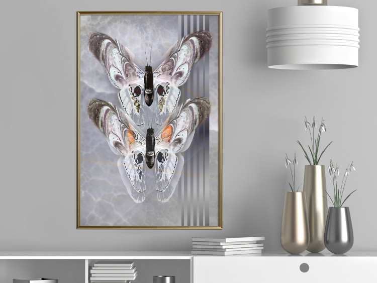 Poster Pair of Butterflies - modern composition with insects on a non-uniform background 118333 additionalImage 5