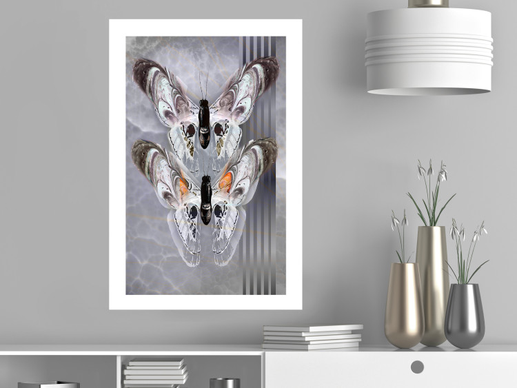 Poster Pair of Butterflies - modern composition with insects on a non-uniform background 118333 additionalImage 2