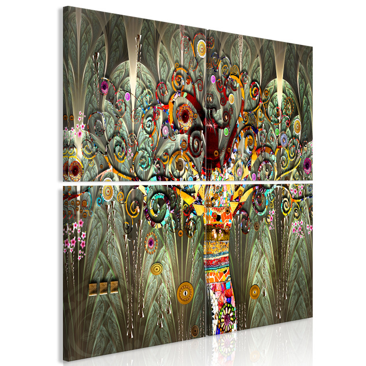 Canvas Print Colorful Tree with Patterns (4-part) - Gustav Klimt's Spirals 118433 additionalImage 2