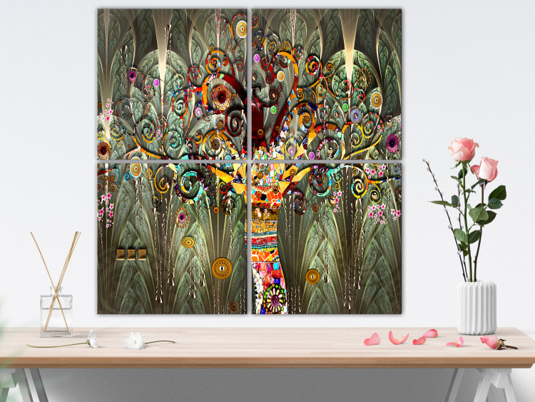 Canvas Print Colorful Tree with Patterns (4-part) - Gustav Klimt's Spirals 118433 additionalImage 3
