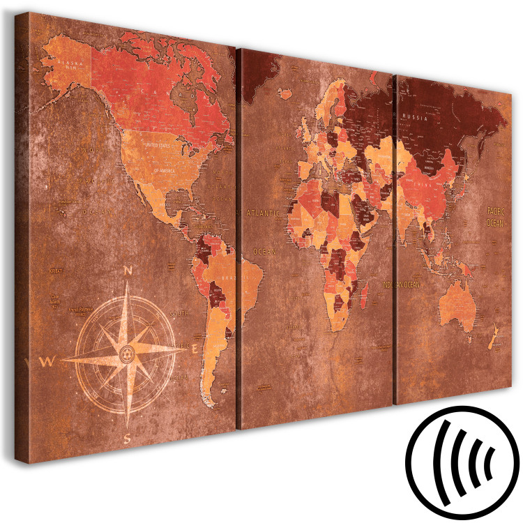 Canvas Vintage World Map (3 Parts) Brown 118933 additionalImage 6
