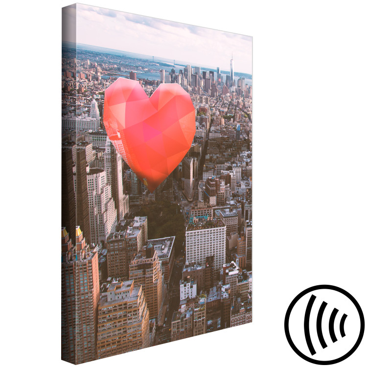 Canvas City rythm - a red heart against the background of a large city 120433 additionalImage 6