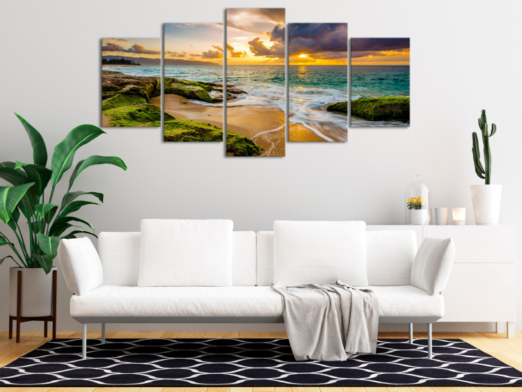 Canvas Print Turquoise Sea (5 Parts) Wide 123333 additionalImage 3