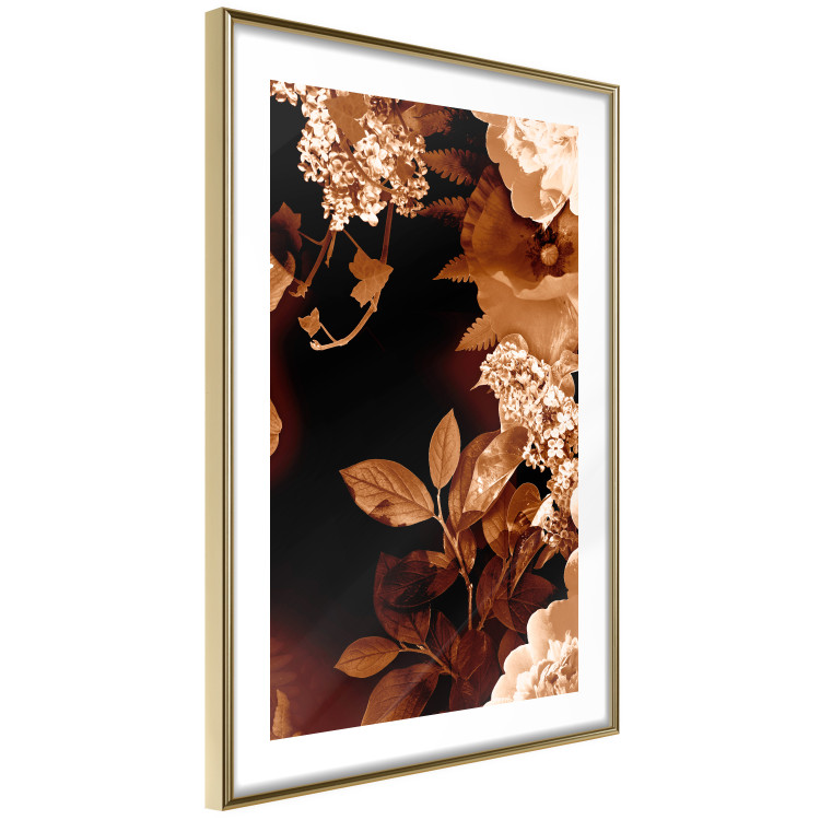 Poster September Night - flowers and leaves in autumn colors on black background 123933 additionalImage 6