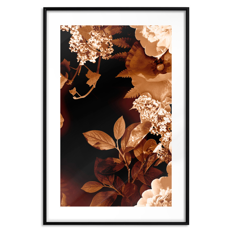 Poster September Night - flowers and leaves in autumn colors on black background 123933 additionalImage 15