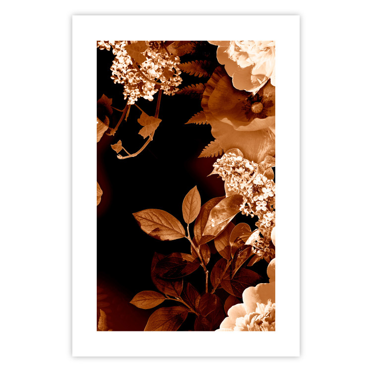 Poster September Night - flowers and leaves in autumn colors on black background 123933 additionalImage 19