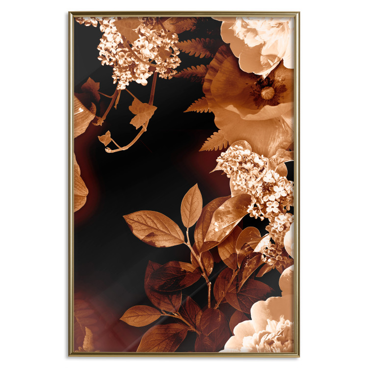 Poster September Night - flowers and leaves in autumn colors on black background 123933 additionalImage 20