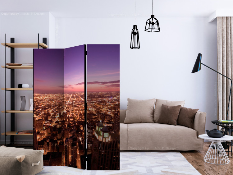 Room Divider Chicago Skyline (3-piece) - city architecture under the night sky 124233 additionalImage 4
