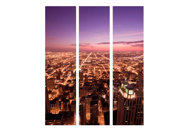 Room Divider Chicago Skyline (3-piece) - city architecture under the night sky 124233 additionalImage 3