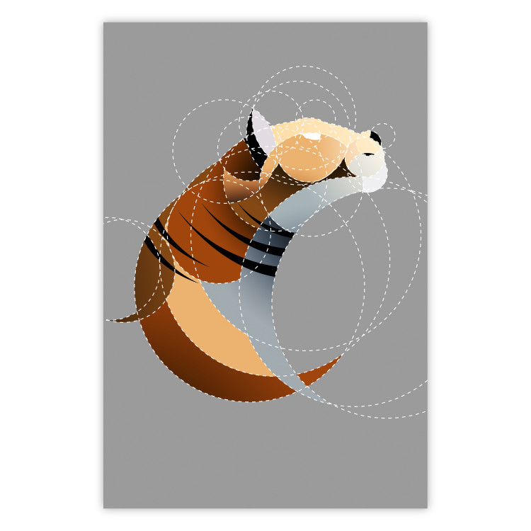 Poster Tiger in Circles - abstract wild animal made of geometric figures 126933