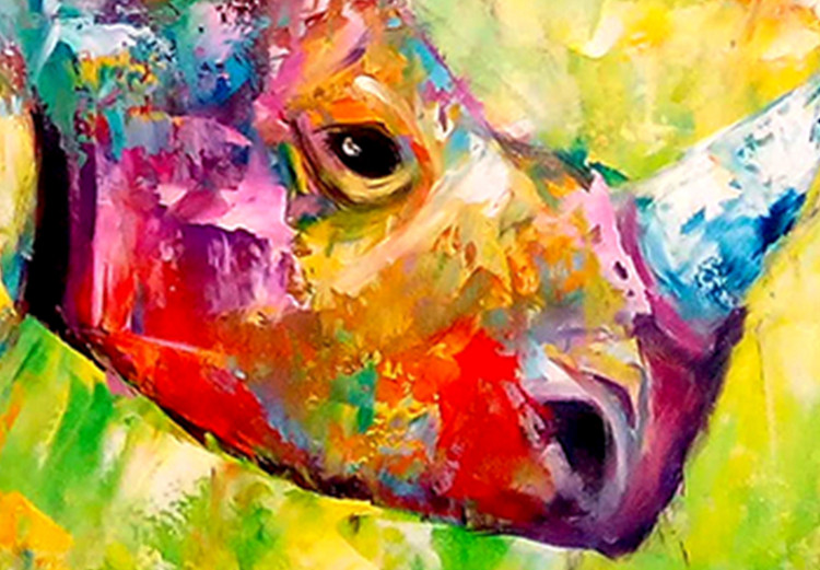 Poster Colorful Rhinoceroses - multicolored animals against a background of rainbow abstraction 127033 additionalImage 9