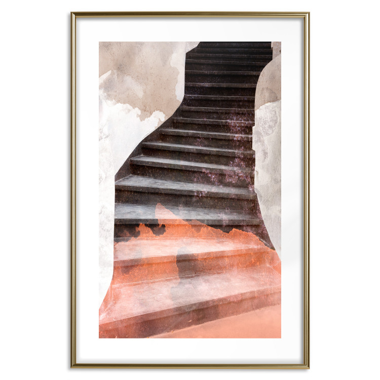 Wall Poster Another Step - abstract architecture of dark stone stairs 127833 additionalImage 16