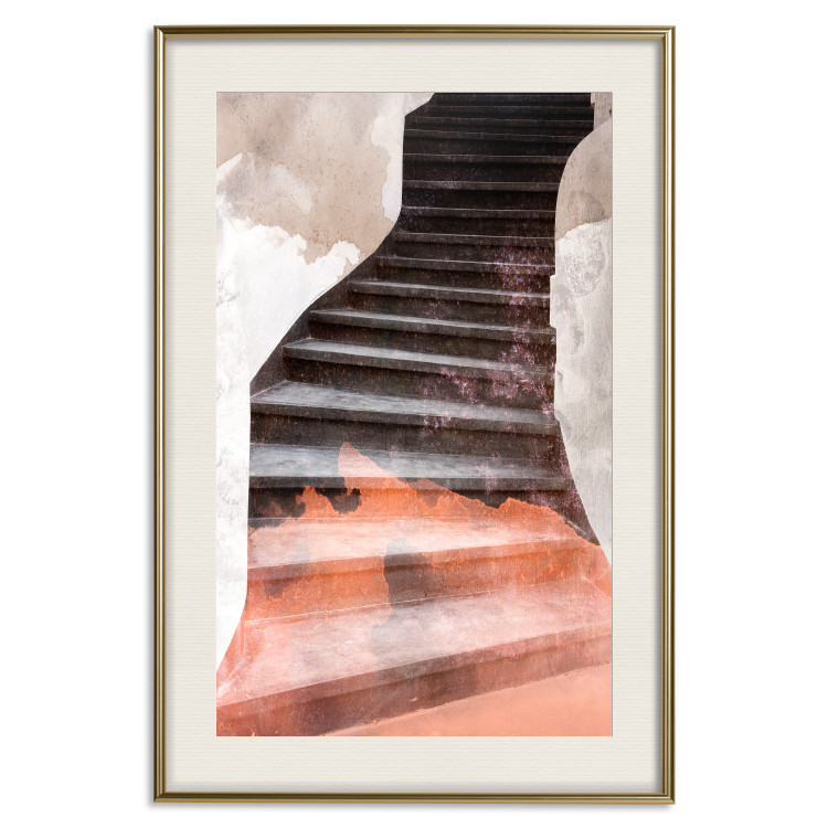 Wall Poster Another Step - abstract architecture of dark stone stairs 127833 additionalImage 20
