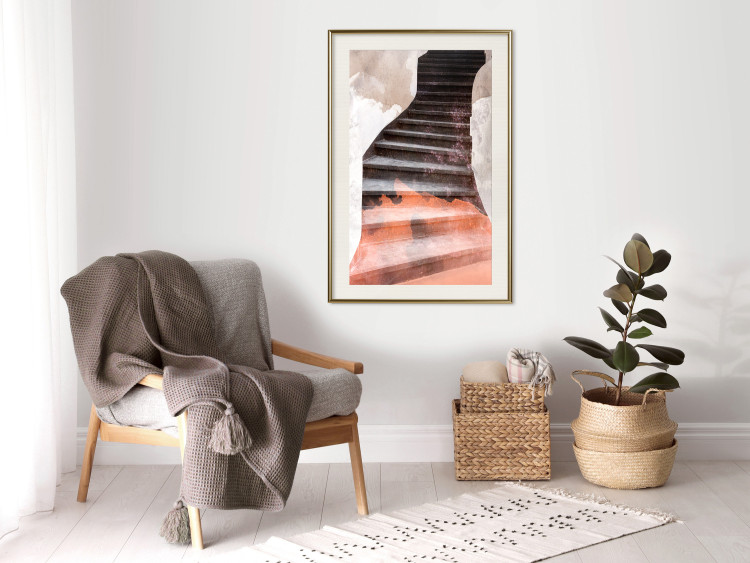 Wall Poster Another Step - abstract architecture of dark stone stairs 127833 additionalImage 22