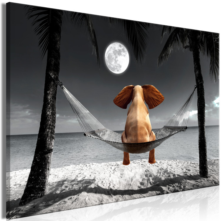 Canvas Elephant on a Hammock (1-part) wide - fantasy animal on a beach 128833 additionalImage 2