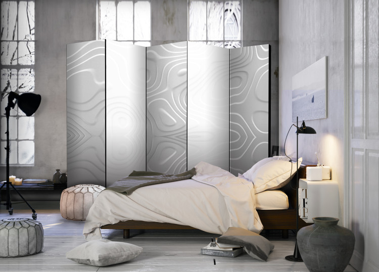 Room Separator White Waves (5-piece) - whimsical abstraction in light shades 128933 additionalImage 4