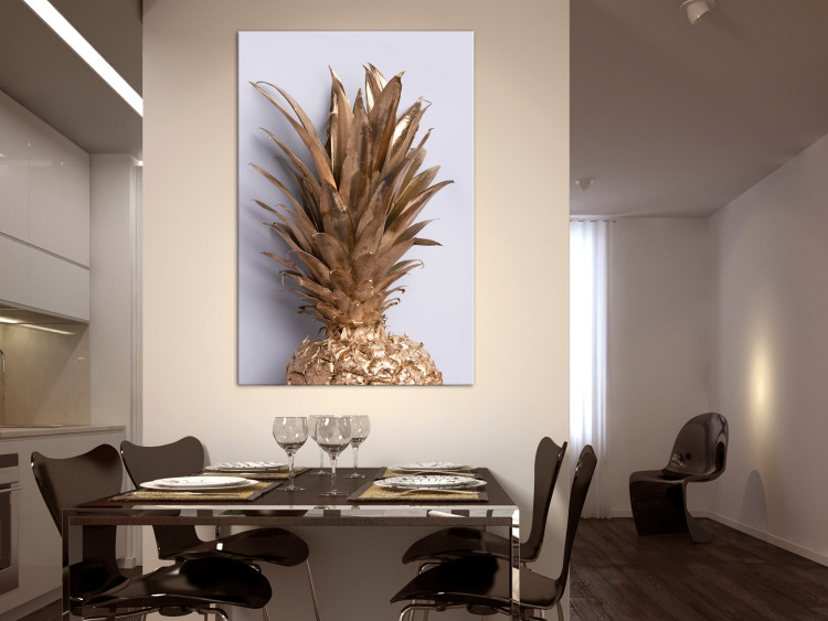 Canvas Art Print Golden Fruit (1-part) vertical - still life of a golden pineapple 129333 additionalImage 3