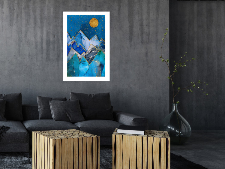 Poster Night Stroll - geometric abstraction with mountain landscape and moon 129433 additionalImage 3
