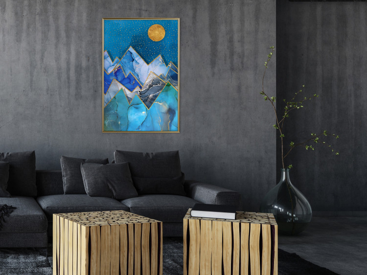 Poster Night Stroll - geometric abstraction with mountain landscape and moon 129433 additionalImage 7