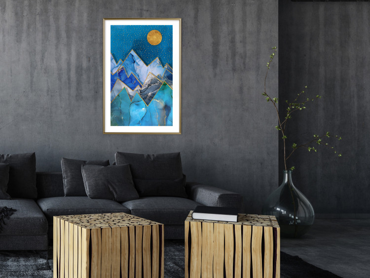 Poster Night Stroll - geometric abstraction with mountain landscape and moon 129433 additionalImage 13