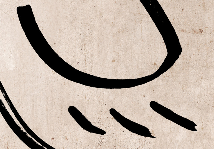 Poster Dreamy Grimace - abstract black line art of a face on a beige background 130833 additionalImage 10