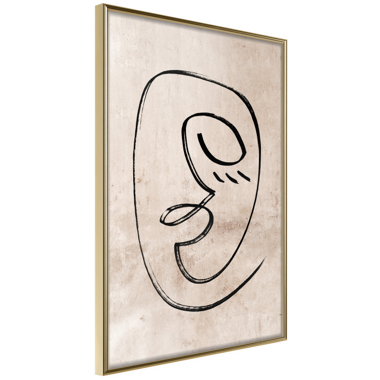 Poster Dreamy Grimace - abstract black line art of a face on a beige background 130833 additionalImage 14