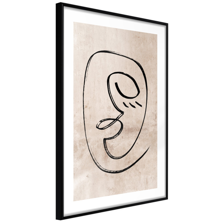 Poster Dreamy Grimace - abstract black line art of a face on a beige background 130833 additionalImage 8