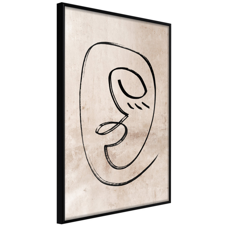 Poster Dreamy Grimace - abstract black line art of a face on a beige background 130833 additionalImage 13