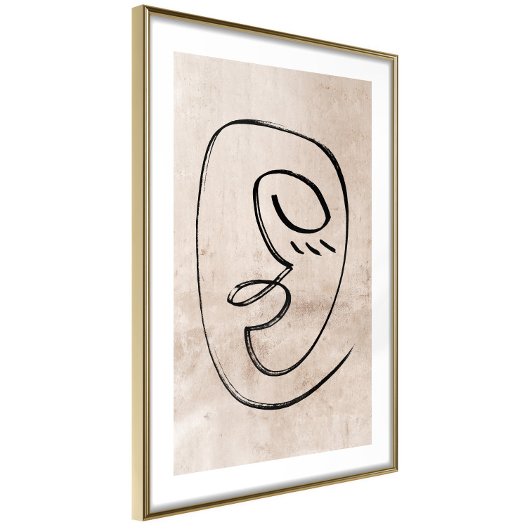 Poster Dreamy Grimace - abstract black line art of a face on a beige background 130833 additionalImage 7