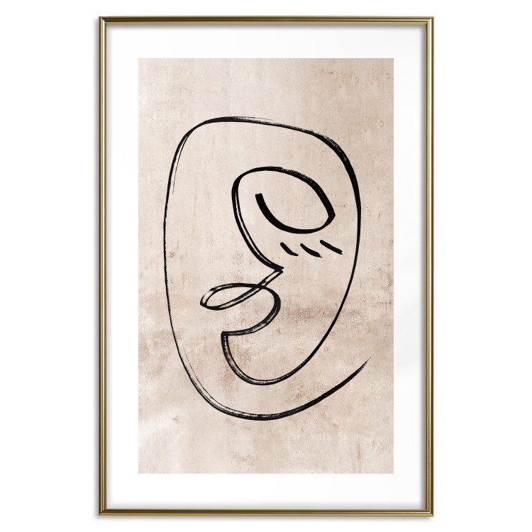 Poster Dreamy Grimace - abstract black line art of a face on a beige background 130833 additionalImage 16