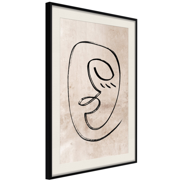 Poster Dreamy Grimace - abstract black line art of a face on a beige background 130833 additionalImage 2