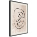 Poster Dreamy Grimace - abstract black line art of a face on a beige background 130833 additionalThumb 2