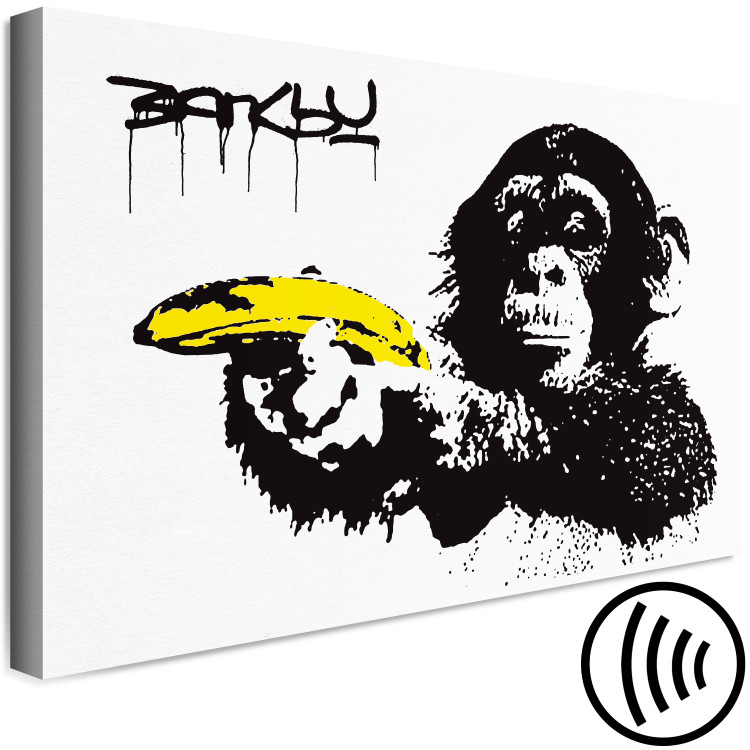 Canvas Art Print Banana Gun (1-piece) Wide - street art of exotic monkey 132433 additionalImage 6