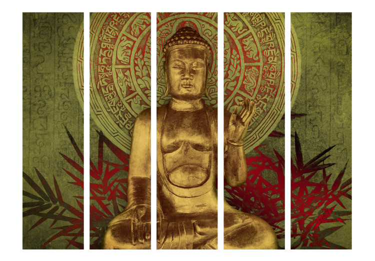 Room Divider Golden Buddha II (5-piece) - oriental holy statue in Zen style 132533 additionalImage 3