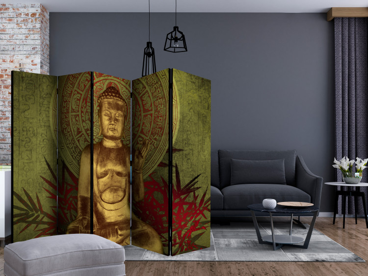 Room Divider Golden Buddha II (5-piece) - oriental holy statue in Zen style 132533 additionalImage 4