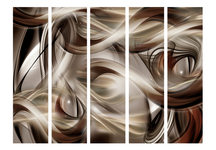 Folding Screen Brown Elegance II (5-piece) - elegant smoke-like illusion 133033 additionalImage 3