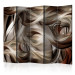 Folding Screen Brown Elegance II (5-piece) - elegant smoke-like illusion 133033