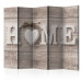 Room Separator Warmth of Home II (5-piece) - English text on a wooden background 133233