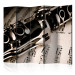 Folding Screen Clarinet and Musical Notes II (5-piece) - musical instrument against paper background 133333