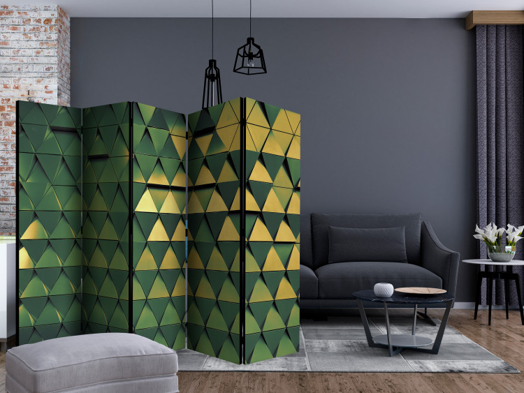 Folding Screen Dragon Scales II (5-piece) - unique geometric background in triangles 133533 additionalImage 4
