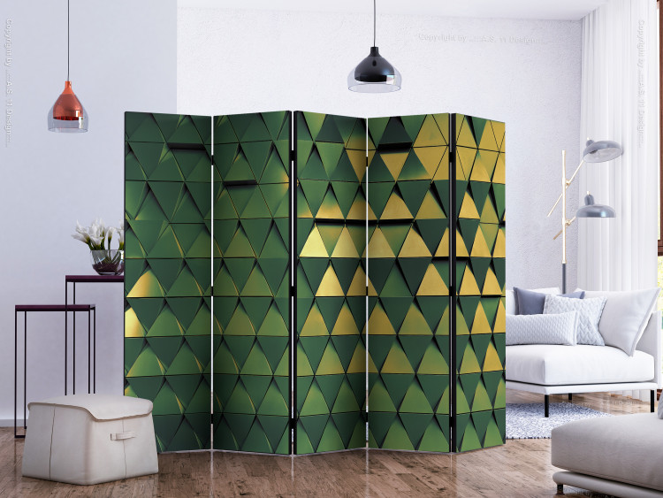 Folding Screen Dragon Scales II (5-piece) - unique geometric background in triangles 133533 additionalImage 2