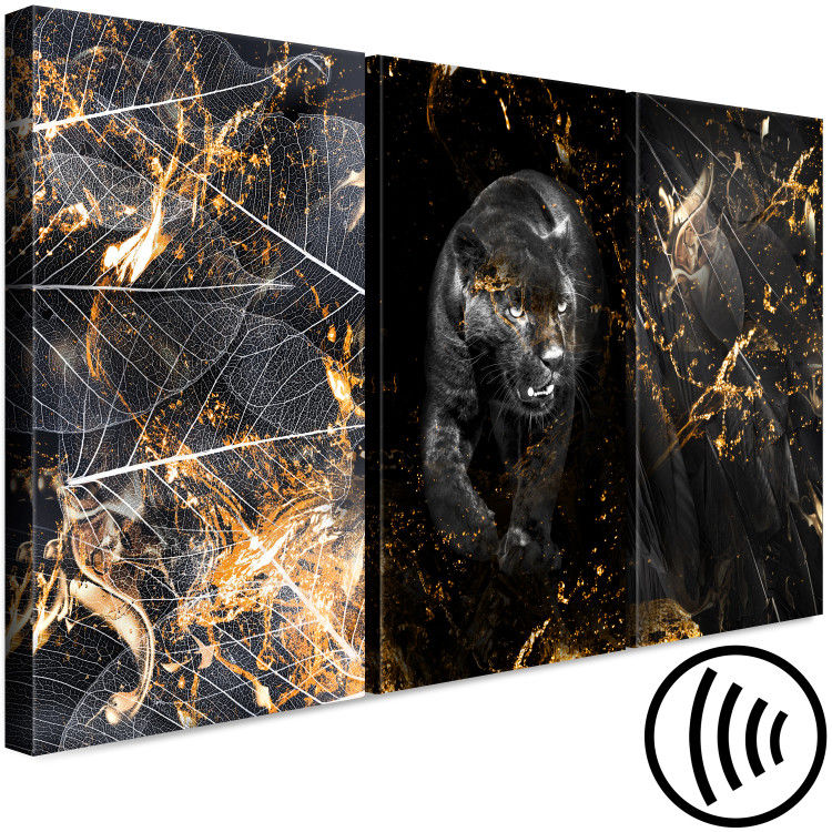 Canvas Print Condemned (3-piece) - abstract black cat in glamour style 134233 additionalImage 6