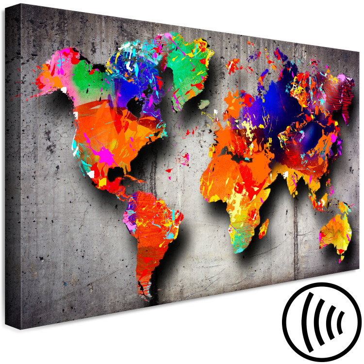Canvas Print Map in colors - multi-colored continents on a gray background 134933 additionalImage 6
