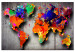 Canvas Print Map in colors - multi-colored continents on a gray background 134933